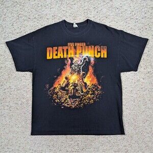 Five Finger Death Punch 2014 Tour T-Shirt Mens XL Black Heavy Metal Band Tee